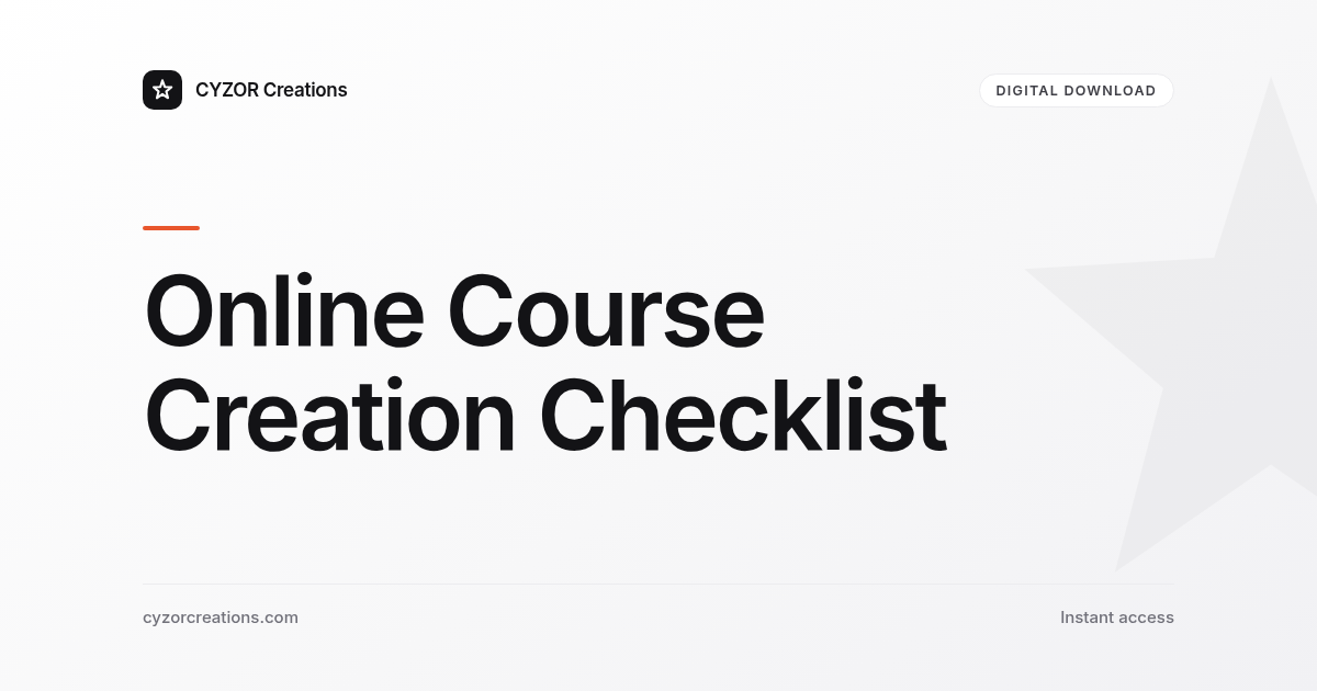 Online Course Creation Checklist