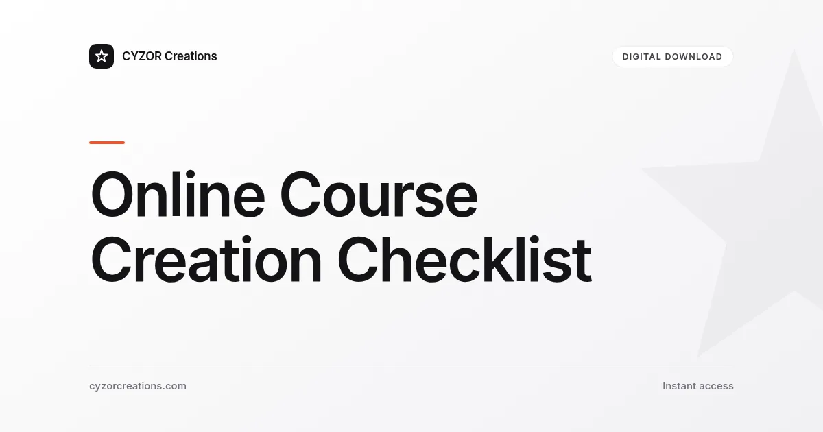 Online Course Creation Checklist