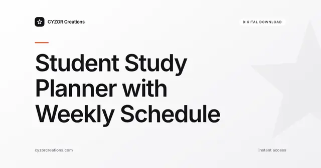 Student Study Planner with Weekly Schedule