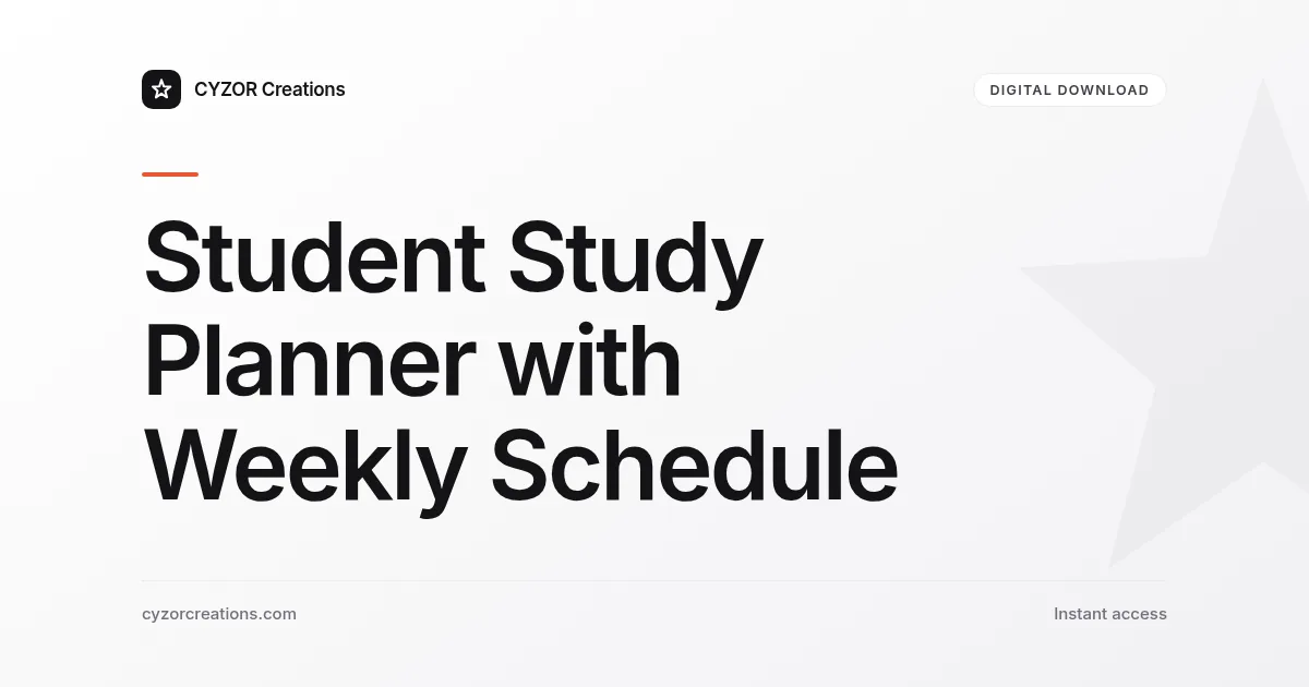 Student Study Planner with Weekly Schedule