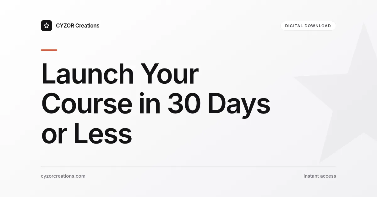 Launch Your Course in 30 Days or Less