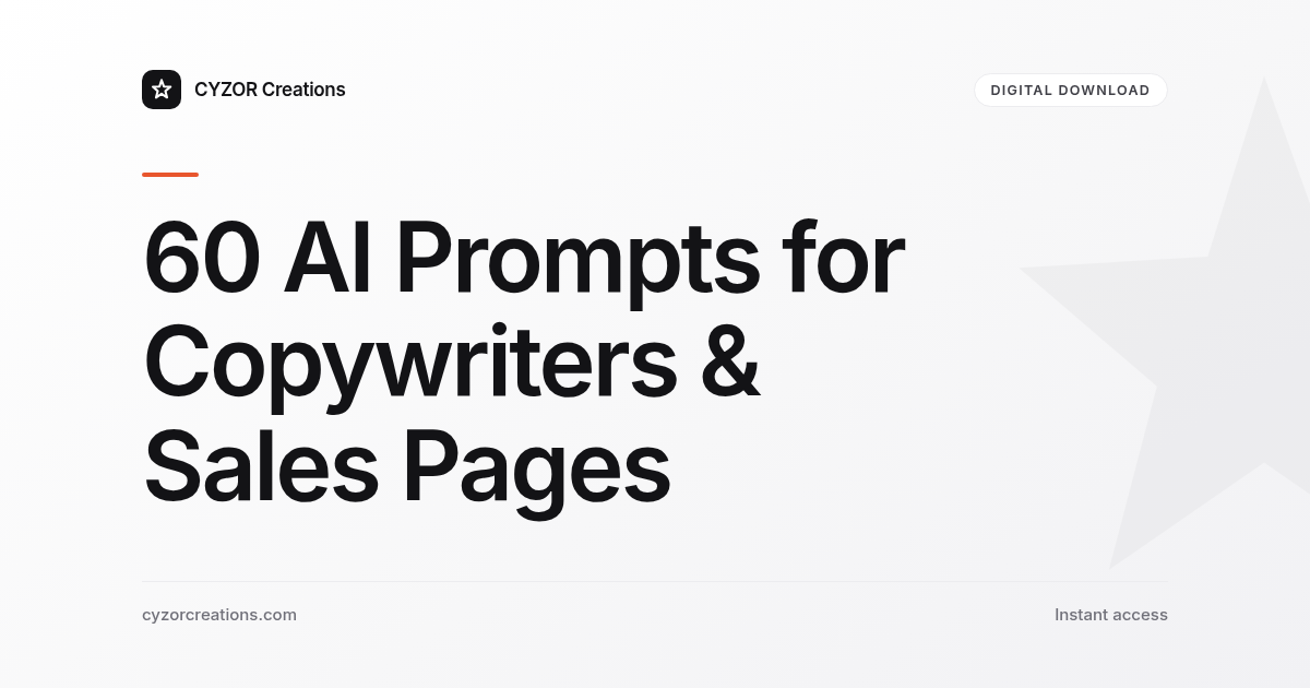 60 AI Prompts for Copywriters & Sales Pages