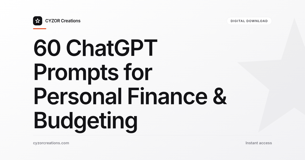 60 ChatGPT Prompts for Personal Finance & Budgeting