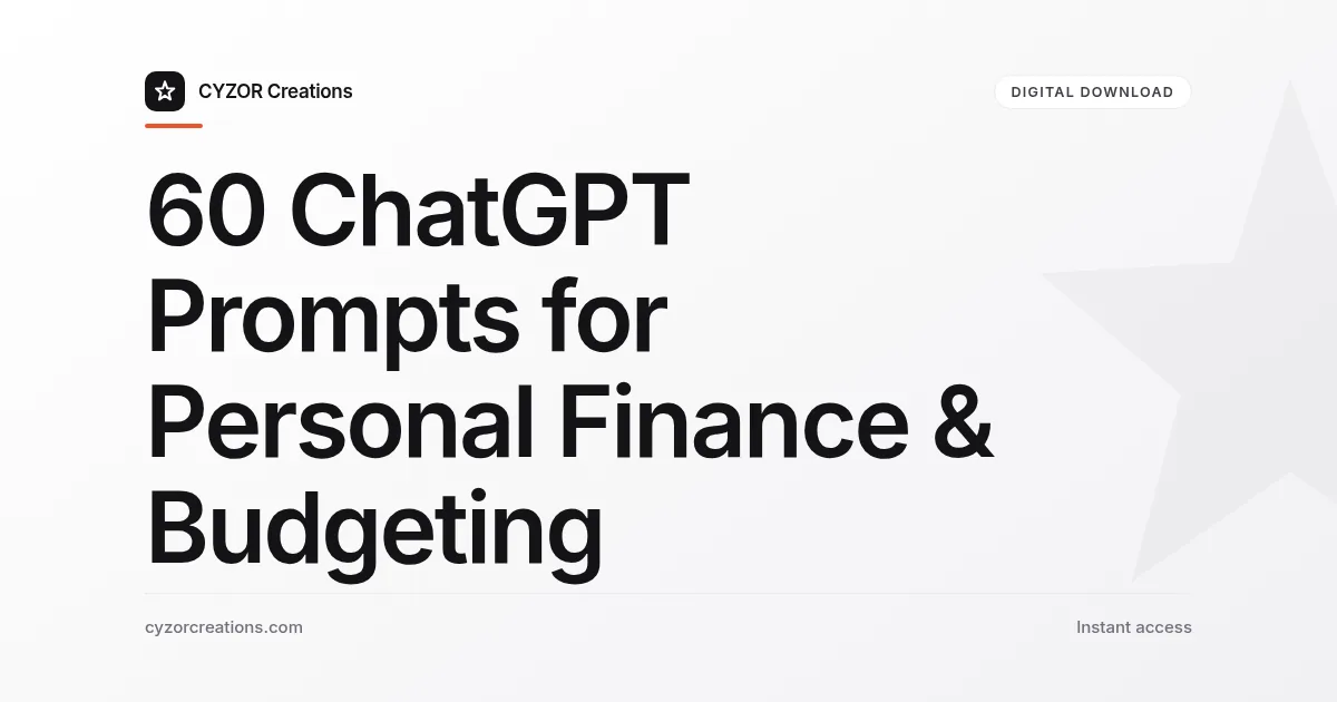 60 ChatGPT Prompts for Personal Finance & Budgeting