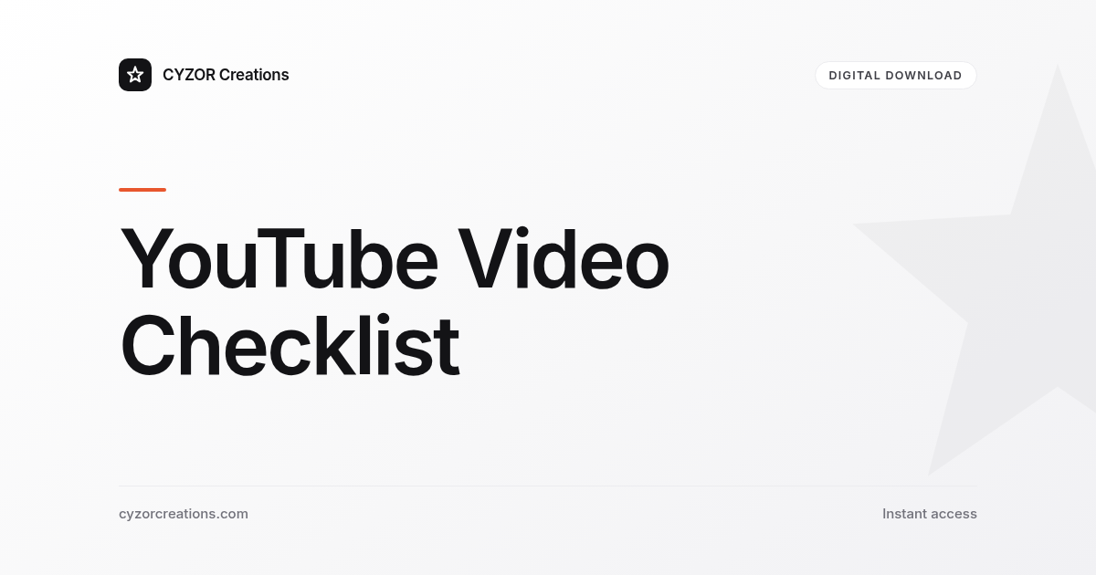 YouTube Video Checklist