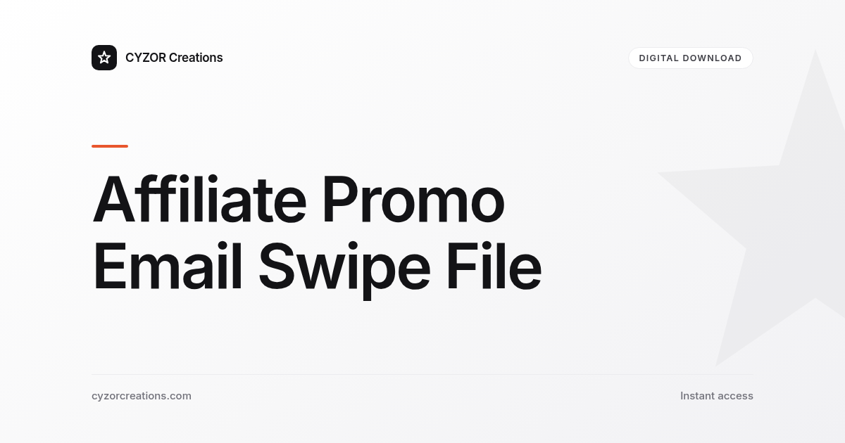 Affiliate Promo Email Swipe File