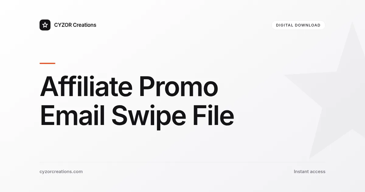 Affiliate Promo Email Swipe File