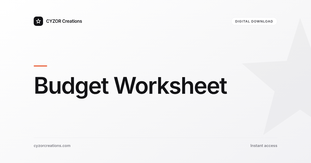Budget Worksheet