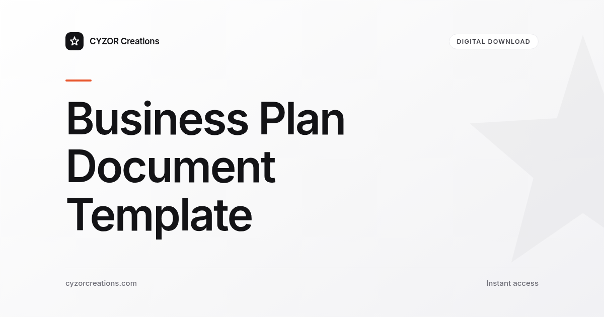 Business Plan Document Template