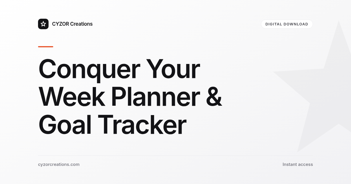 Conquer Your Week Planner & Goal Tracker