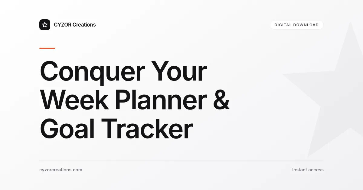 Conquer Your Week Planner & Goal Tracker