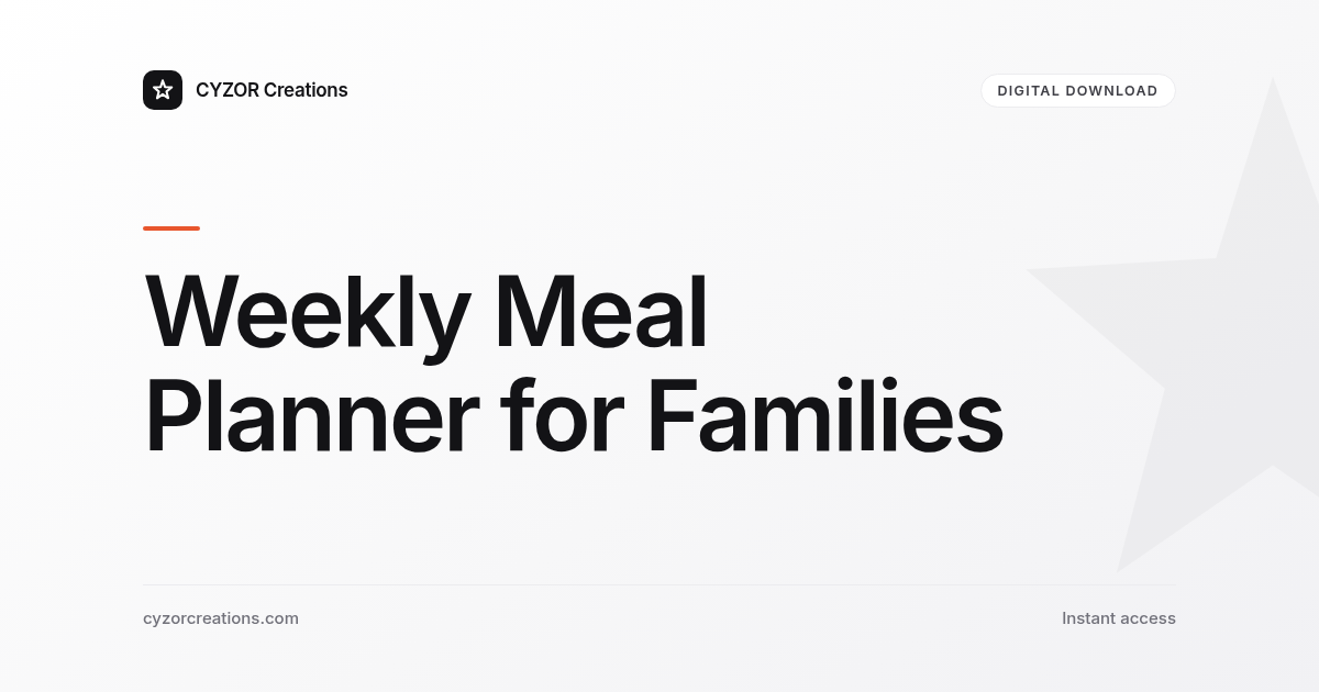 Weekly Meal Planner for Families