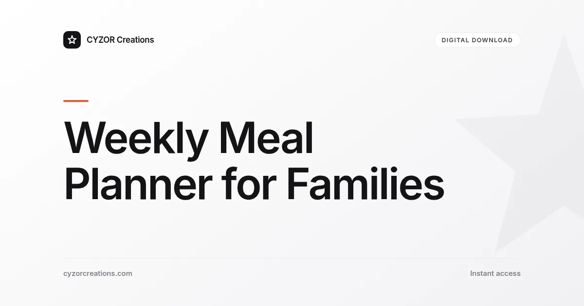 Weekly Meal Planner for Families