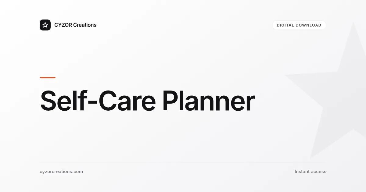 Self-Care Planner