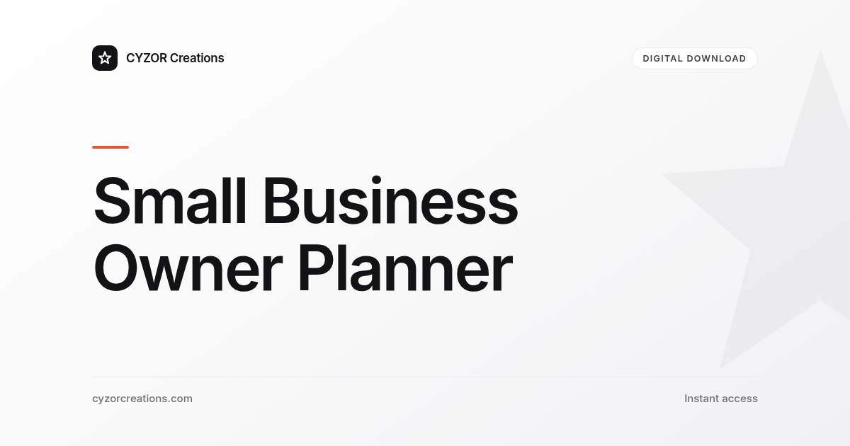 Small Business Owner Planner