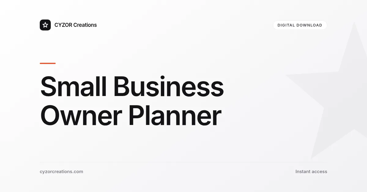 Small Business Owner Planner