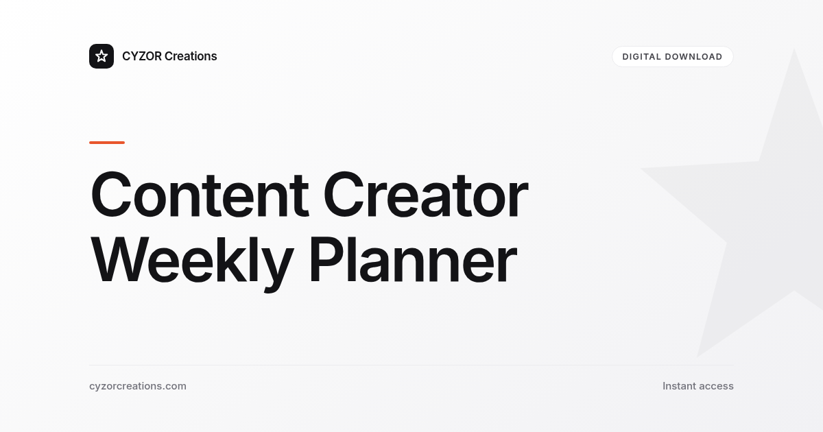 Content Creator Weekly Planner