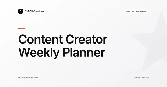 Content Creator Weekly Planner