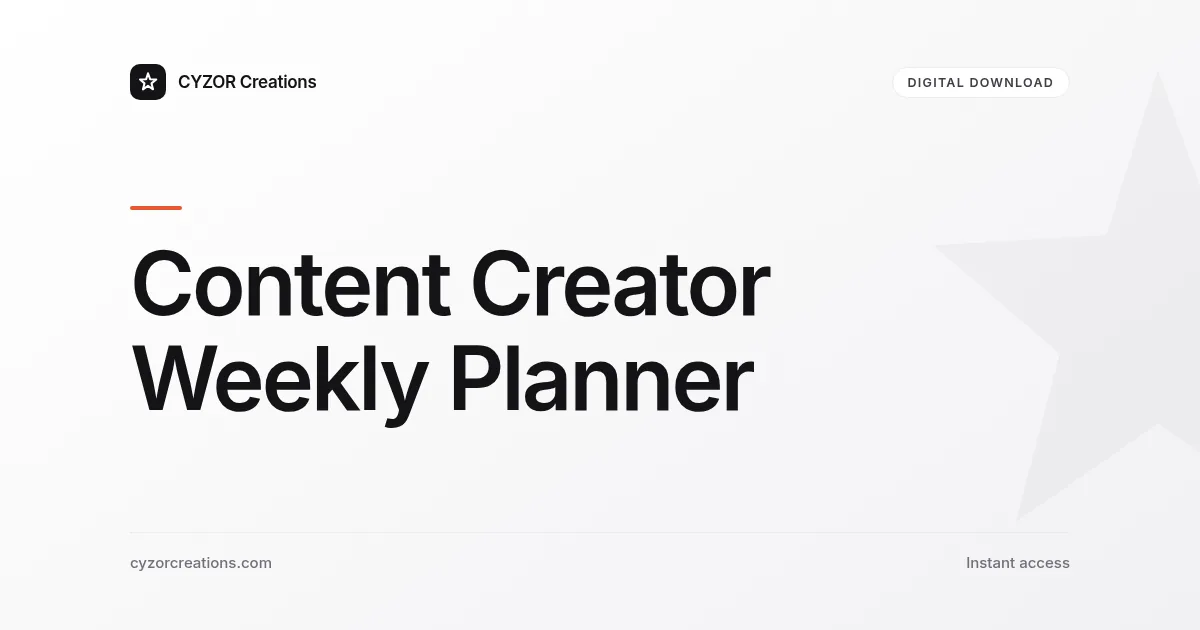 Content Creator Weekly Planner