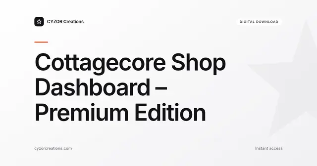 Cottagecore Shop Dashboard – Premium Edition