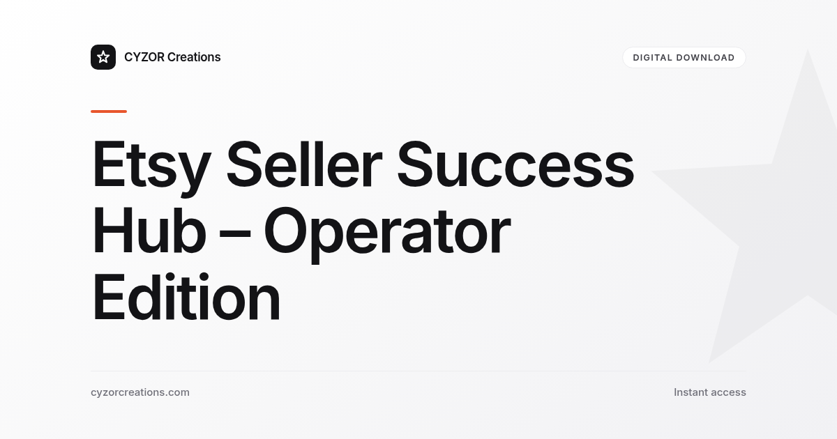 Etsy Seller Success Hub – Operator Edition