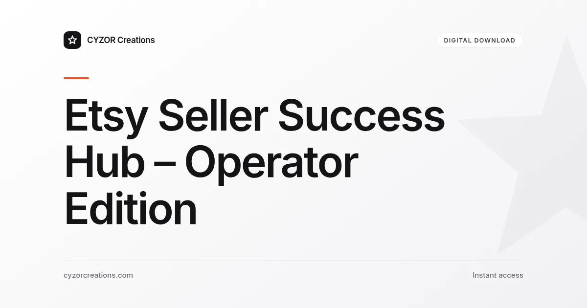Etsy Seller Success Hub – Operator Edition
