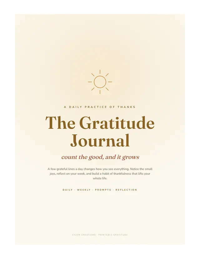 Gratitude Journal — Printable PDF (5 pages)