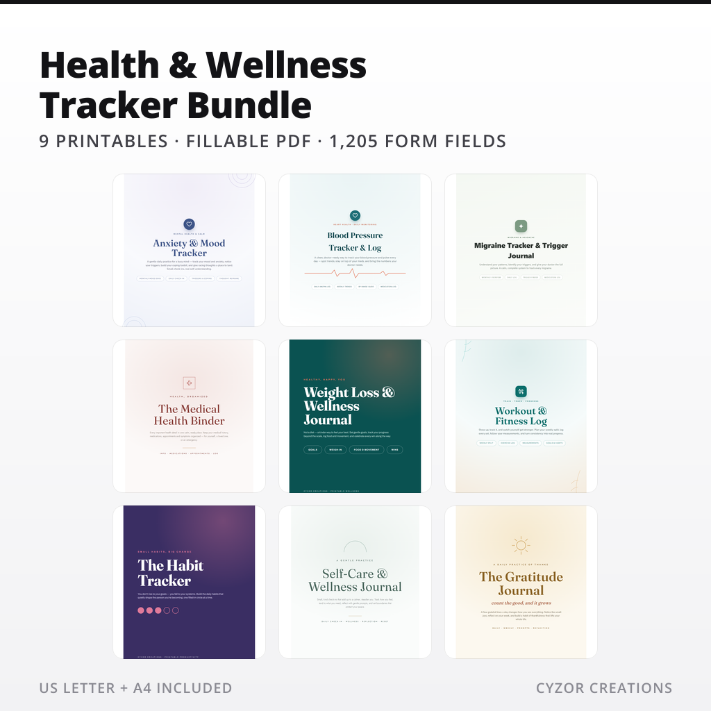 Health & Wellness Printable Tracker Bundle