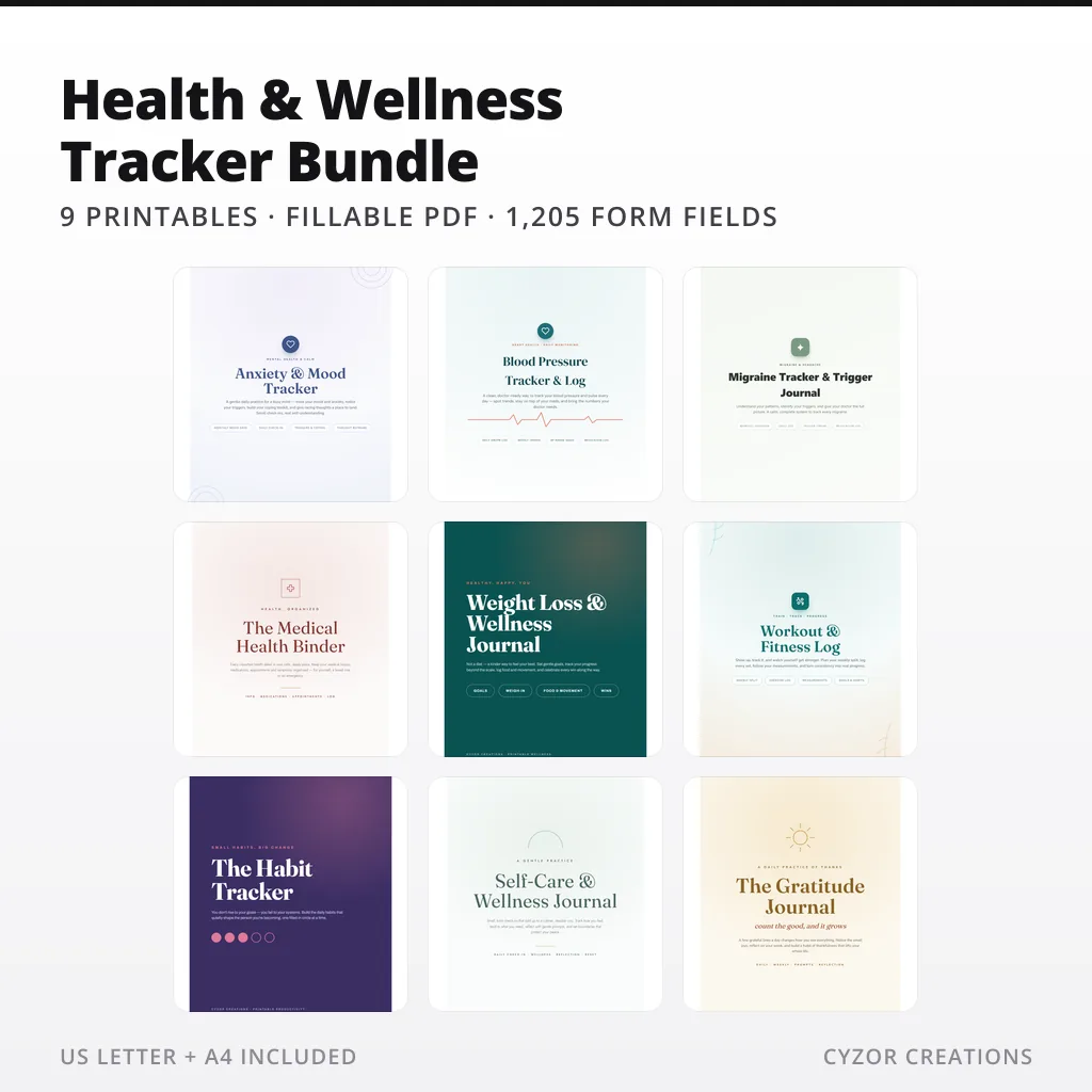 Health & Wellness Printable Tracker Bundle
