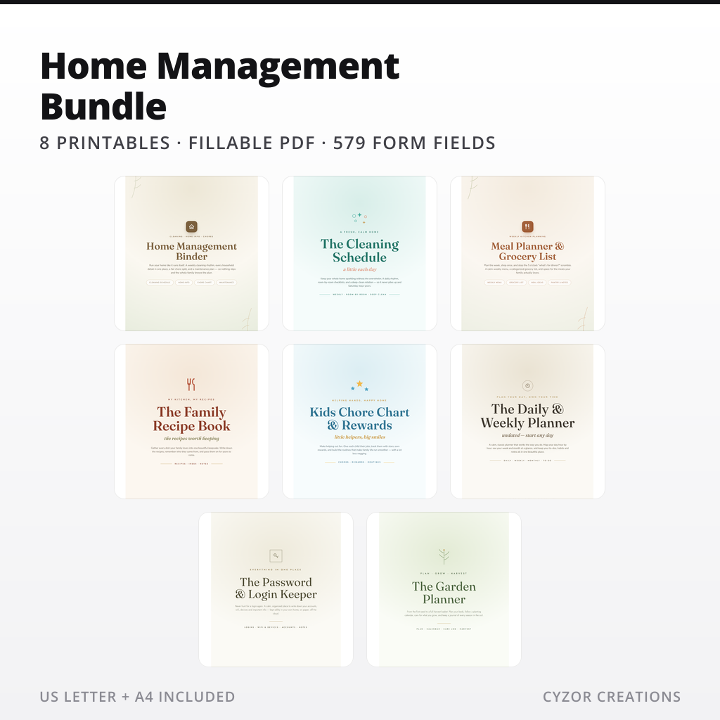 Home Management Printable Bundle