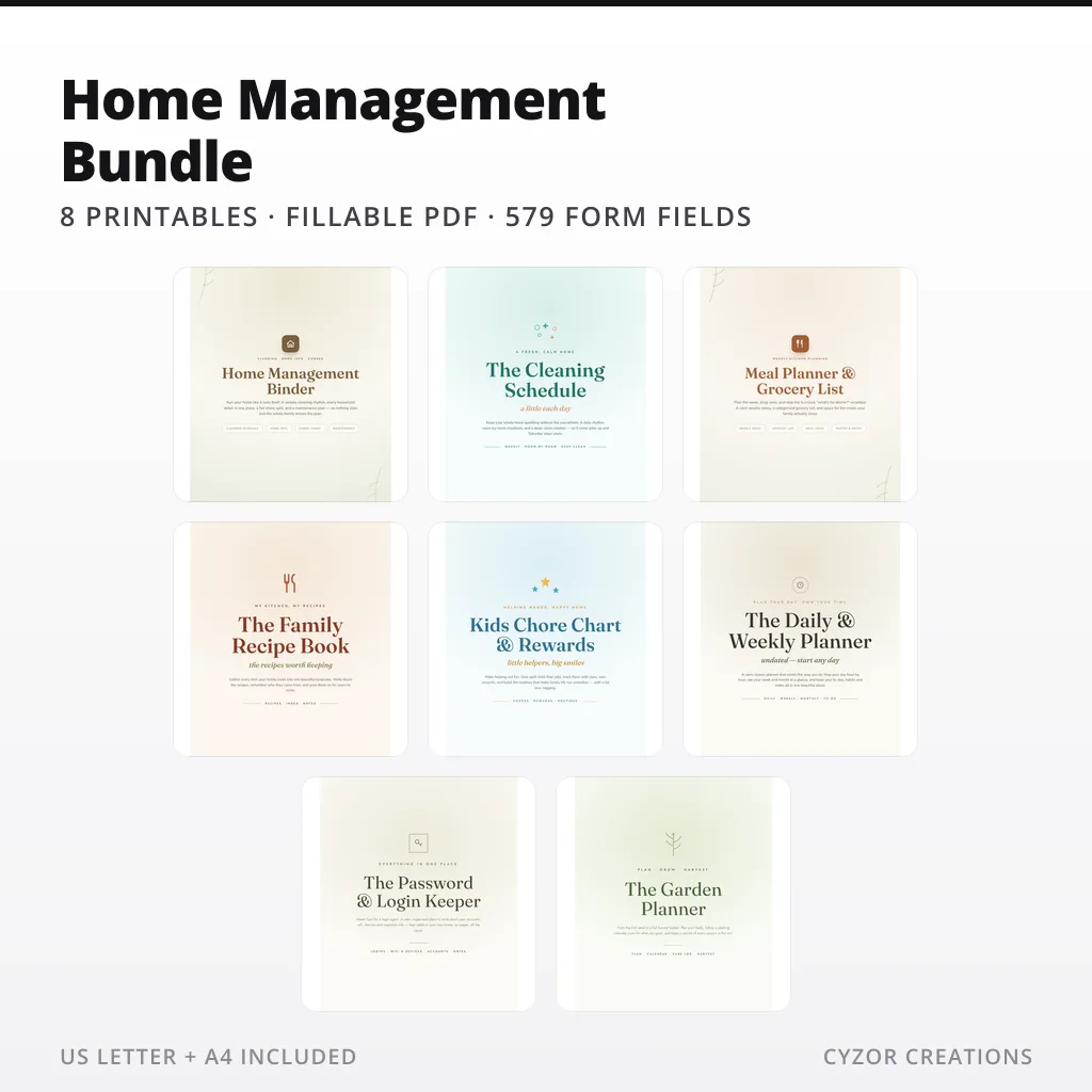 Home Management Printable Bundle