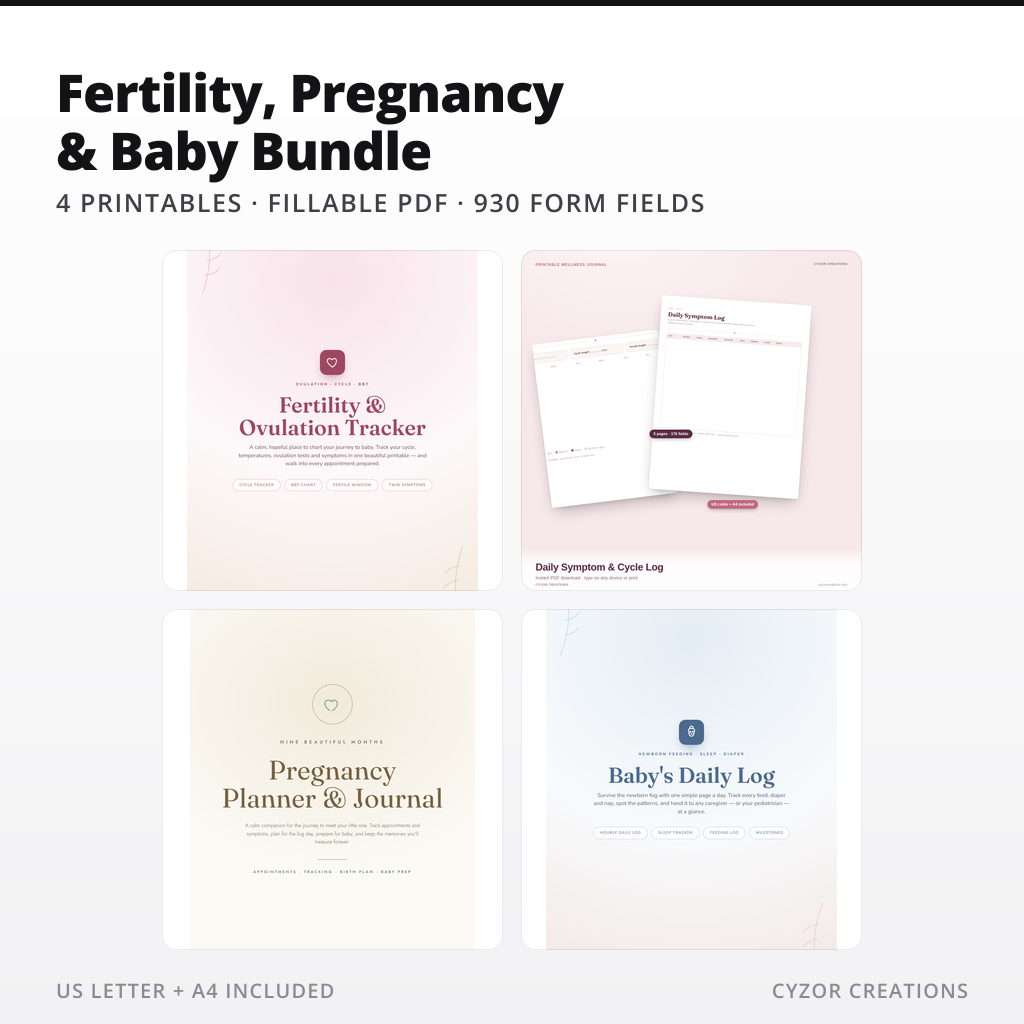 Fertility, Pregnancy & Baby Printable Bundle