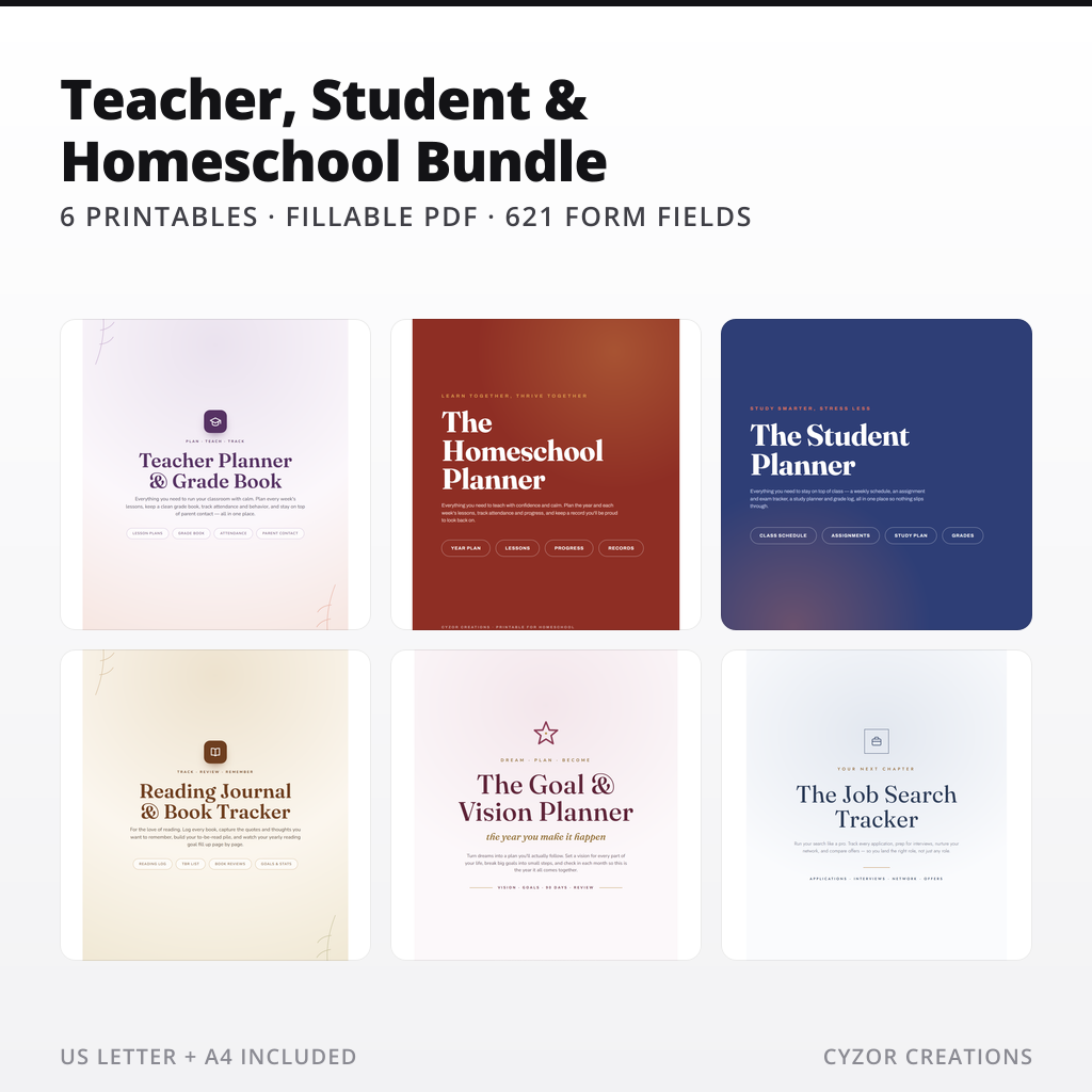 Teacher, Student & Homeschool Printable Bundle