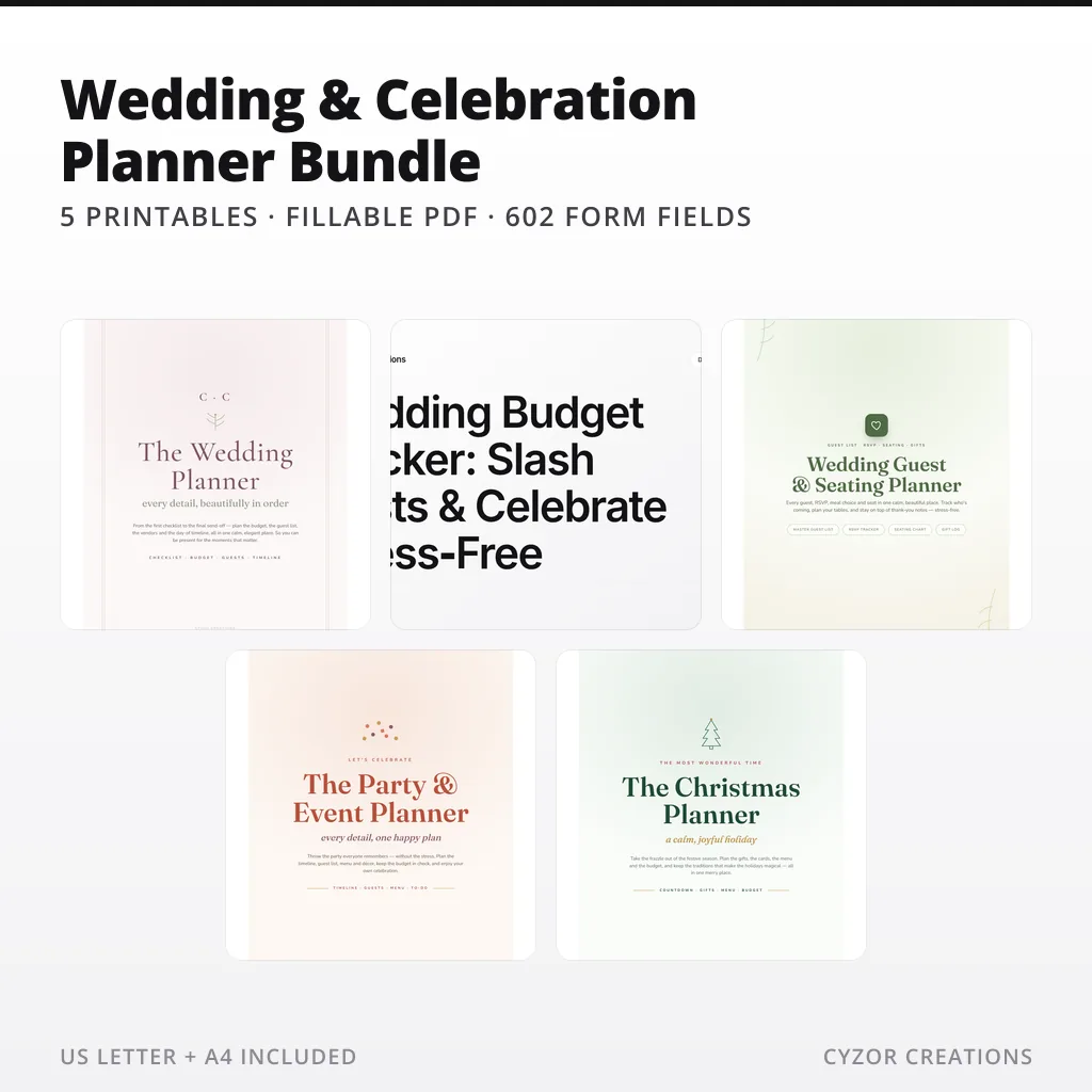 Wedding & Celebration Printable Planner Bundle