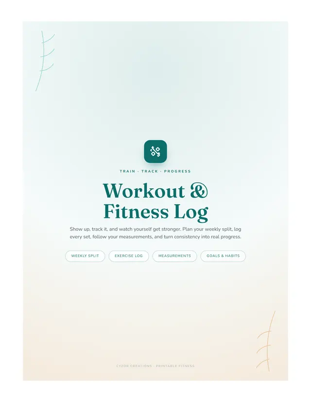 Workout Log — Printable PDF (5 pages)