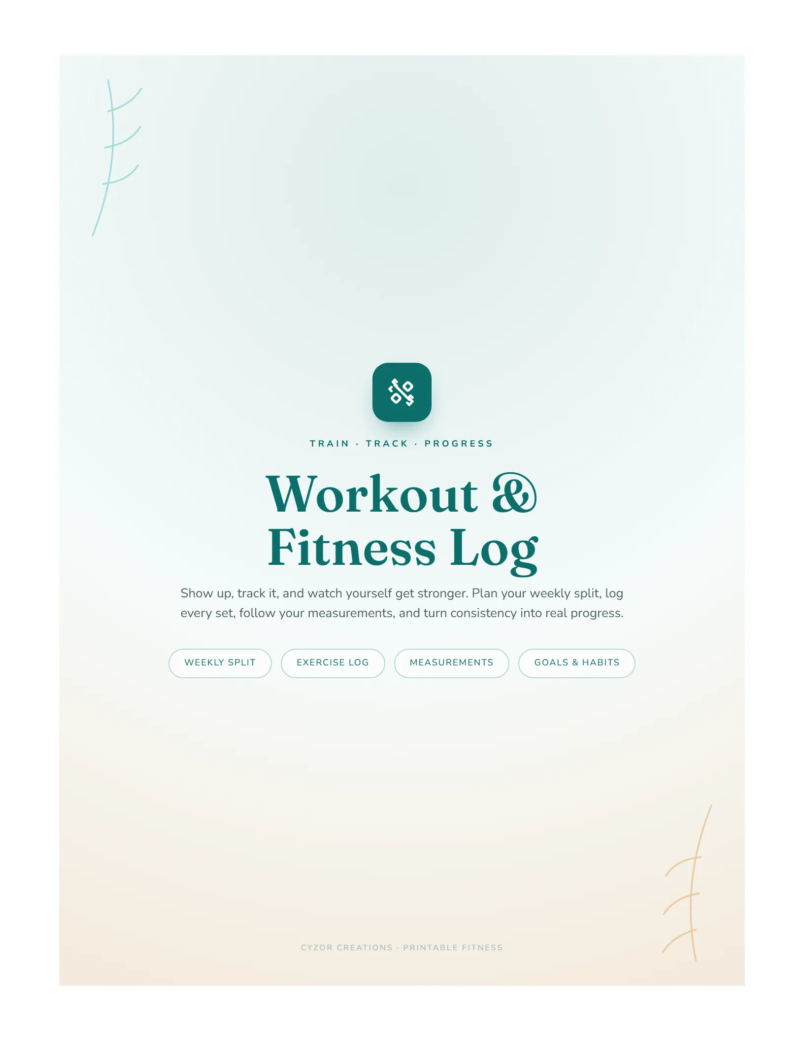Workout Log — Printable PDF (5 pages)